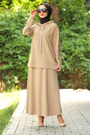 Camel Hijab Dual Suit Dress 1291C - 2