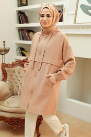 Camel Hijab Coat 6220C - 2