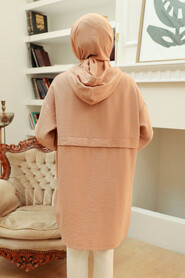 Camel Hijab Coat 6220C - 3