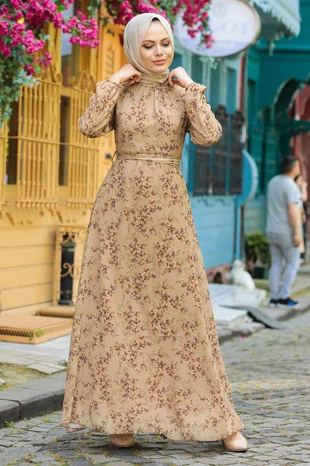 Camel Hijab Dress 279011C - NEVA STYLE