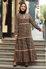 Camel Hijab Dress 4326C - 1