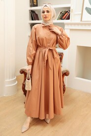 Camel Hijab Dress 50091C - 3