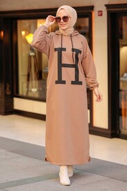 Camel Hijab Dress 7016C - 1