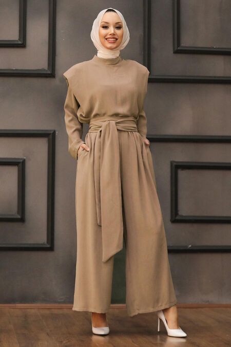 Camel Hijab Dual Suit Dress 1471C - NEVA STYLE