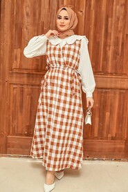 Camel Hijab Gilet Dress 22922C - 2