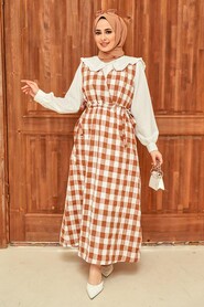 Camel Hijab Gilet Dress 22922C - 1