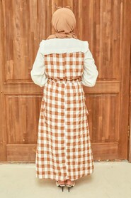 Camel Hijab Gilet Dress 22922C - 6