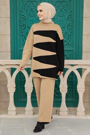 Camel Hijab Knitwear Double Suit 25401C - 1