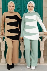 Camel Hijab Knitwear Double Suit 25401C - 3