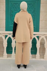 Camel Hijab Knitwear Double Suit 25401C - 5