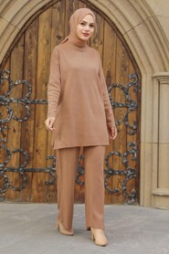 Camel Hijab Knitwear Dual Suit 40782C - NEVA STYLE