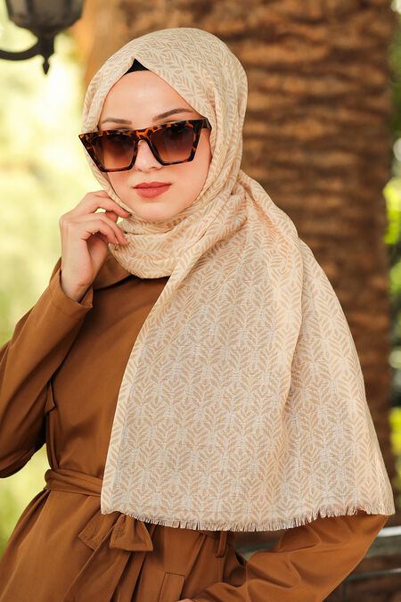 Camel Hijab Shawl 7534C - NEVA STYLE