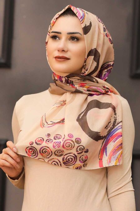 Camel Hijab Shawl 7564C - NEVA STYLE