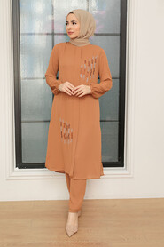 Camel Hijab Suit Dress 13090C - NEVA STYLE