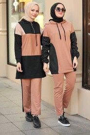 Camel Hijab Suit Dress 1359C - 2