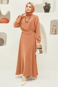 Camel Hijab Suit Dress 15060C - NEVA STYLE