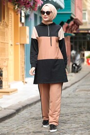 Camel Hijab Suit Dress 1539C - 1