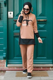 Camel Hijab Suit Dress 1542C - 1
