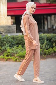 Camel Hijab Suit Dress 1558C - 1
