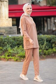 Camel Hijab Suit Dress 1558C - 2