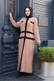 Camel Knit Modest Dress 27503C - 2