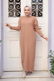 Camel Knit Modest Dress 27504C - 2