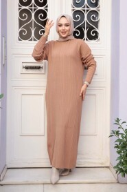 Camel Knit Modest Dress 27504C - 1
