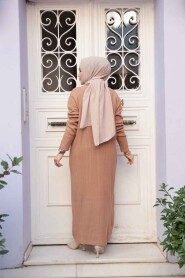 Camel Knit Modest Dress 27504C - 5
