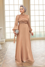 Camel Modest Evening Gown 4823C - 2