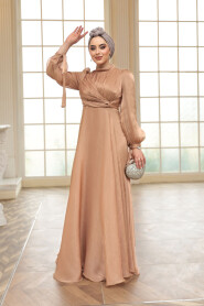 Camel Modest Evening Gown 4823C - 3
