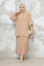 Camel Plus Size Skirted Dual Suit 10991C - 3