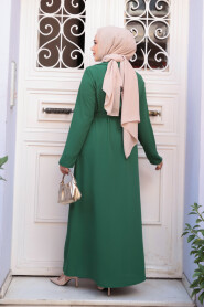 Cardigan Detailed Green Modest Dress 76351Y - 4