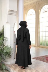 Plaid Black Tweed Modest Dress 62512S - 3