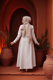 Plaid Cream Tweed Modest Dress 62512KR - 3