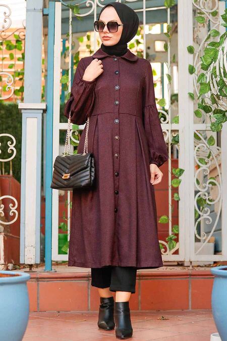 Cherry Hijab Coat 55920VSN - NEVA STYLE