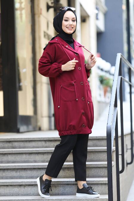 Cherry Hijab Coat 8861VSN - NEVA STYLE