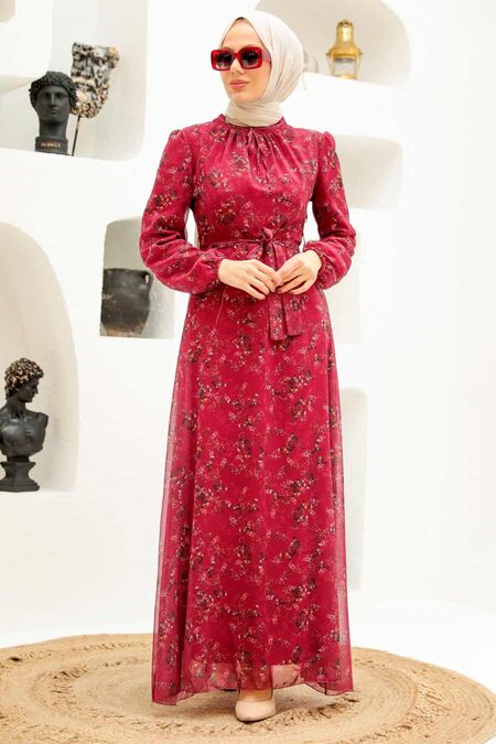 Cherry Hijab Dress 27923VSN - NEVA STYLE