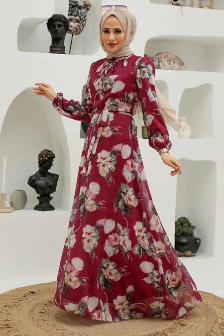 Cherry Hijab Dress 27926VSN - NEVA STYLE