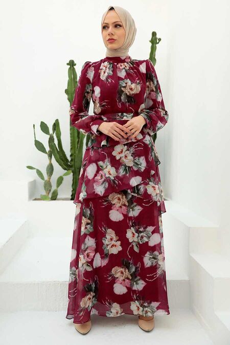 Cherry Hijab Dress 3303VSN - NEVA STYLE
