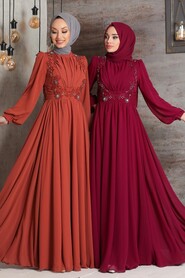 Cherry Hijab Evening Dress 21921VSN - 3