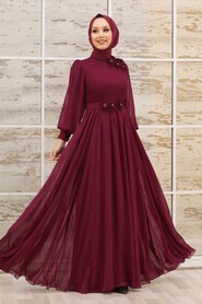 Cherry Hijab Evening Dress 21951VSN - 1