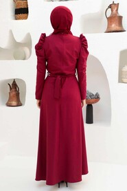  Long Cherry Islamic Clothing Wedding Dress 45601VSN - 2