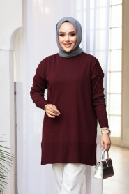 Cherry Modest Knit Sweater Tunic 2822VSN - 1