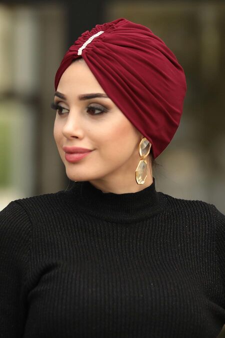 Clared Red Hijab Cap Shawl 7526BR - NEVA STYLE