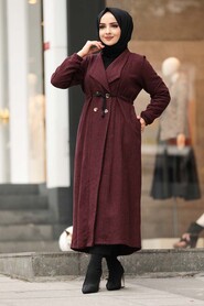 Claret Red Hijab Coat 5580BR - 1