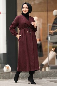 Claret Red Hijab Coat 5580BR - 2