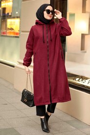 Claret Red Hijab Coat 5664BR - 1