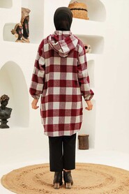 Claret Red Hijab Coat 5675BR - 2