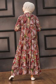 Claret Red Hijab Dress 21751BR - 2