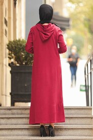 Claret Red Hijab Dress 2343BR - 2
